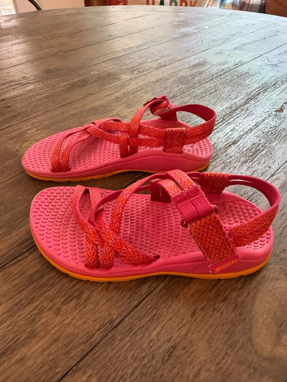 Skechers Girls Pink Sport Strappy Velcro Sandals Size 1 Youth Comfort Outdoor
